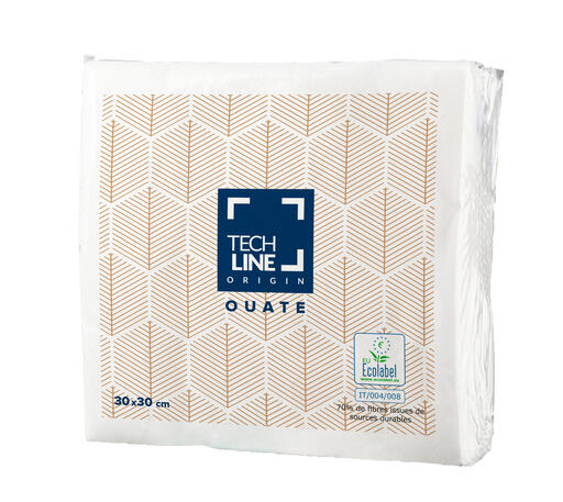 SERVIETTE 30X30CM OUATE TECHLINE 2 PLIS BLANC X4000