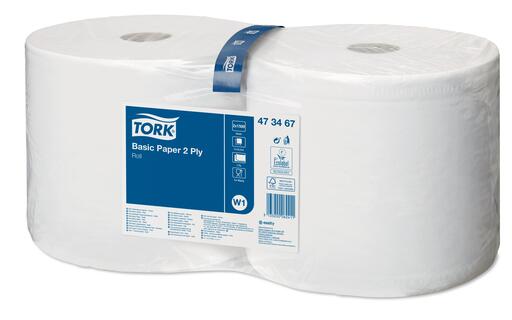 BOBINE DEVIDAGE CLASSIQUE TORK W1 BLANC 1500 FORMATS 2 PLIS 23X33,5CM ECOLABEL X2
