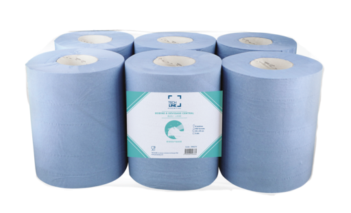 BOBINE DEVIDAGE CENTRAL TECHLINE BLEU 450 FORMATS 2 PLIS 20X30CM ECOLABEL X6