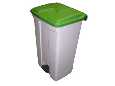 POUBELLE A PEDALE TECHLINE 90L 2 ROUES BLANC / VERT