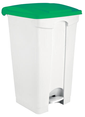 POUBELLE 90L COUVERCLE A PEDALE BLANC/VERT