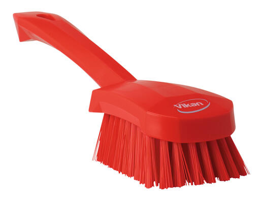 BROSSE A MAIN MANCHE COURT 27CM FIBRE DURE ROUGE