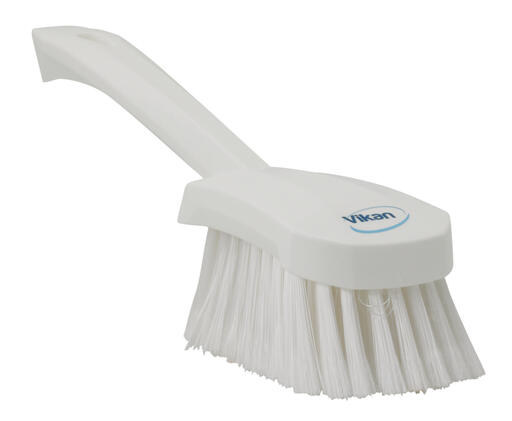 BROSSE A MAIN MANCHE COURT 27CM FIBRE SOUPLE FLEUREE BLANC