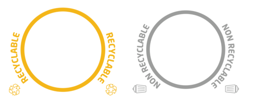 STICKERS DE TRI CORBEILLE 2X60L TULIPE RECYCLABLE/NON RECYCLABLE X2