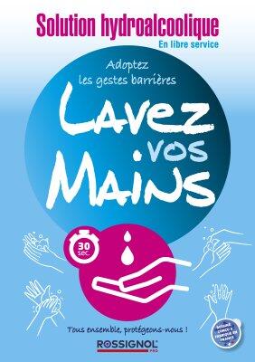 LOT DE 10 AFFICHETTES ADHÉSIVES 210X297MM "LAVEZ VOS MAINS"