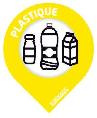 STICKERS TRI POUR SUPPORT SAC COLLEC PLASTIQUE JAUNE COLZA X10