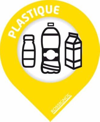 STICKERS TRI POUR SUPPORT SAC COLLEC PLASTIQUE JAUNE COLZA X50