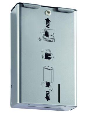 POUBELLE HYGIENE FEMININE MURALE STELLA 10L AVEC DISTRIBUTEUR GRIS
