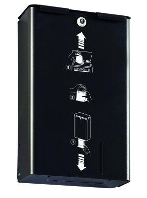 POUBELLE HYGIENE FEMININE MURALE STELLA 10L AVEC DISTRIBUTEUR GRIS MANGANESE