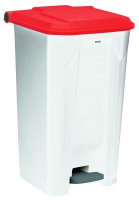 POUBELLE A PEDALE UTILO 100L BLANC / ROUGE