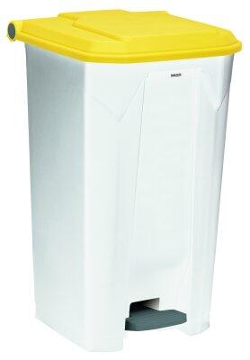 POUBELLE A PEDALE UTILO 100L BLANC / JAUNE