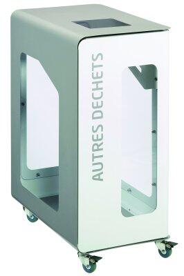 POUBELLE DE TRI VIGIPIRATE A ROULETTES CUBATRI 90L DECHETS DIVERS BLANC / GRIS