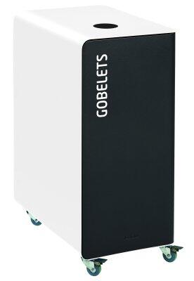 POUBELLE DE TRI A ROULETTES CUBATRI 90L GOBELETS GRIS MANGANESE / BLANC