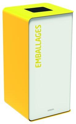 POUBELLE DE TRI CUBATRI 75L DECHETS EMBALLAGES BLANC / JAUNE