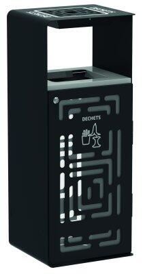 CORBEILLE AJOUREE ARTRI 110L AVEC CENDRIER DECHETS COMMUNS GRIS CIMENT / MANGANESE