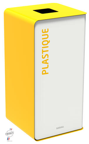 POUBELLE DE TRI CUBATRI 75L DECHETS PLASTIQUE BLANC / JAUNE - 2