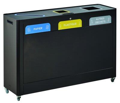 STATION DE TRI TRIMOUV 3X60L GRIS MANGANESE / BLEU / JAUNE / GRIS