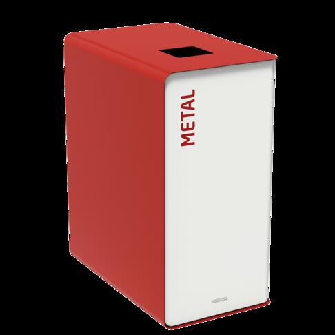 POUBELLE DE TRI CUBATRI 65L DECHETS METAL BLANC / ROUGE
