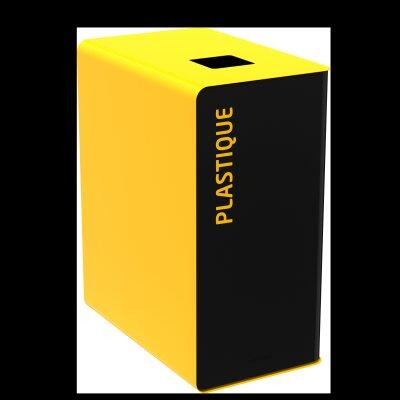 POUBELLE DE TRI CUBATRI 65L DECHETS PLASTIQUE GRIS MANGANESE / JAUNE