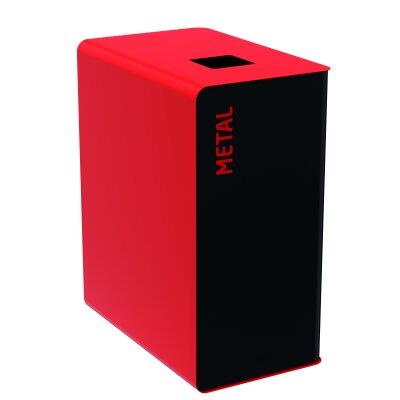 POUBELLE DE TRI CUBATRI 65L DECHETS METAL GRIS MANGANESE / ROUGE