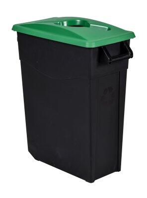 POUBELLE DE TRI MOVATRI 65L AVEC OUVERTURE DANS COUVERCLE NOIR / VERT
