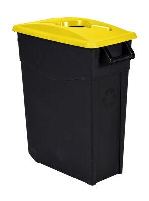 POUBELLE DE TRI MOVATRI 65L AVEC OUVERTURE DANS COUVERCLE NOIR / JAUNE