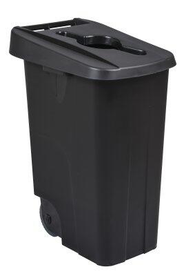 POUBELLE DE TRI MOVATRI 85L AVEC OUVERTURE DANS COUVERCLE NOIR / NOIR