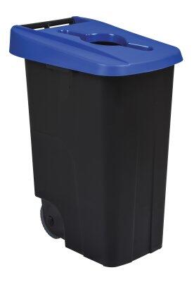 POUBELLE DE TRI MOVATRI 85L AVEC OUVERTURE DANS COUVERCLE NOIR / BLEU