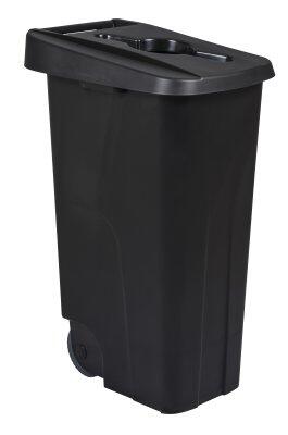 POUBELLE DE TRI MOVATRI 110L AVEC OUVERTURE DANS COUVERCLE NOIR / NOIR