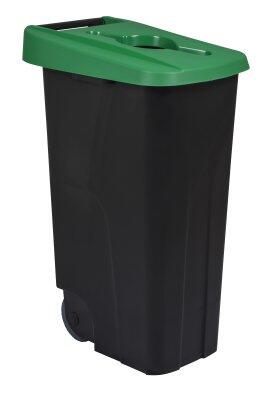 POUBELLE DE TRI MOVATRI 110L AVEC OUVERTURE DANS COUVERCLE NOIR / VERT