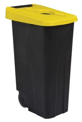 POUBELLE DE TRI MOVATRI 110L AVEC OUVERTURE DANS COUVERCLE NOIR / JAUNE
