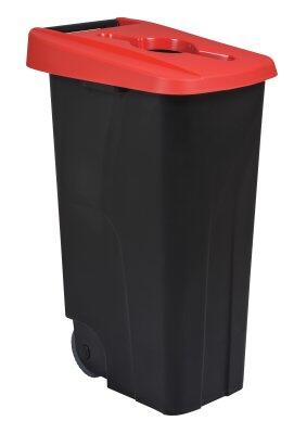 POUBELLE DE TRI MOVATRI 110L AVEC OUVERTURE DANS COUVERCLE NOIR / ROUGE