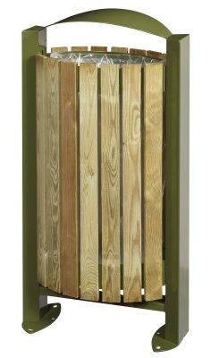 CORBEILLE SUR PIED ARKEA BOIS 60L VERT OLIVE