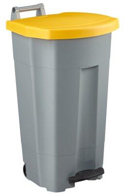POUBELLE A PEDALE BOOGY 90L 2 ROUES GRIS / JAUNE