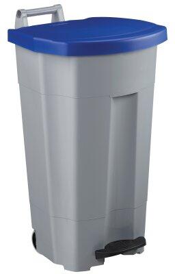 POUBELLE A PEDALE BOOGY 90L 2 ROUES GRIS / BLEU