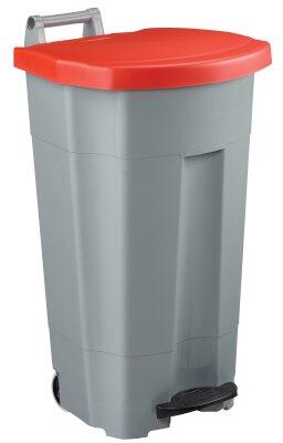 POUBELLE A PEDALE BOOGY 90L 2 ROUES GRIS / ROUGE