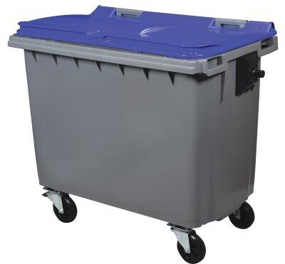 CONTENEUR KOROK 660L 4 ROUES SANS BARRE VENTRALE GRIS / BLEU