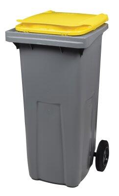 CONTENEUR KOROK 120L 2 ROUES SANS BARRE GRIS / JAUNE