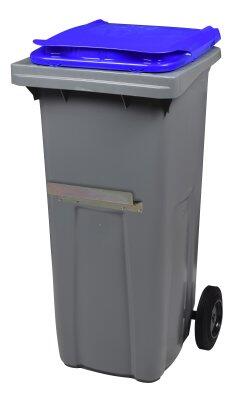 CONTENEUR KOROK 120L 2 ROUES AVEC BARRE VENTRALE GRIS / BLEU