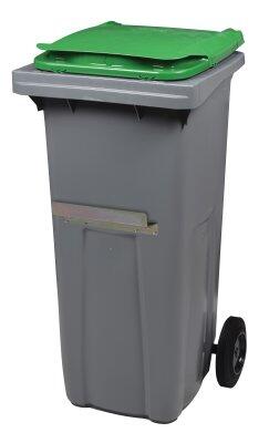 CONTENEUR KOROK 120L 2 ROUES AVEC BARRE VENTRALE GRIS / VERT