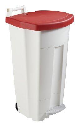 POUBELLE A PEDALE BOOGY 90L 2 ROUES BLANC / ROUGE