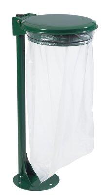 SUPPORT SAC COLLECMUR ESSENTIEL 110L AVEC COUVERCLE ET PIED VERT MOUSSE