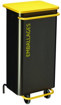 POUBELLE DE TRI A PEDALE NOMADE 110L GRIS MANGANESE / JAUNE
