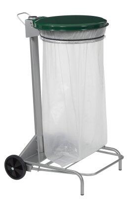 SUPPORT SAC COLLECROULE 110L 2 ROUES A PEDALE GRIS / VERT MOUSSE