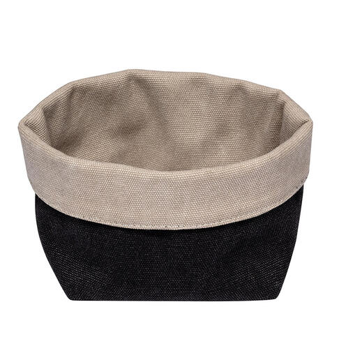 CORBEILLE TISSU 11,5X11,5X9 CM NOIRE/BEIGE