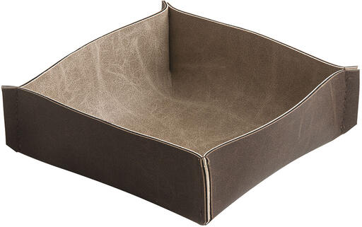 BARKET PANIÈRE EFFET CUIR 13 X 13 X 3,5 CACAO / BEIGE