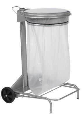 SUPPORT SAC COLLECROULE 50L 2 ROUES A PEDALE GRIS METAL