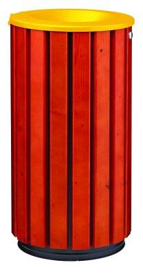 CORBEILLE ZENO BOIS ACCESS 80L COUVERCLE ENTONNOIR JAUNE