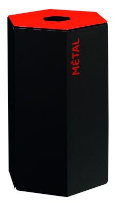 POUBELLE DE TRI 50L HEXATRI GRIS MANGANESE / ROUGE