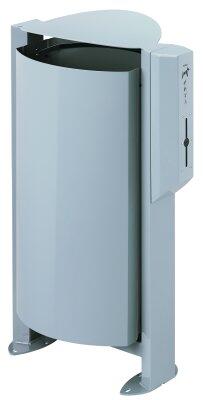 CORBEILLE SUR PIED ARKEA CANIN 100L AVEC DISTRIBUTEUR 200 SACS GRIS METAL